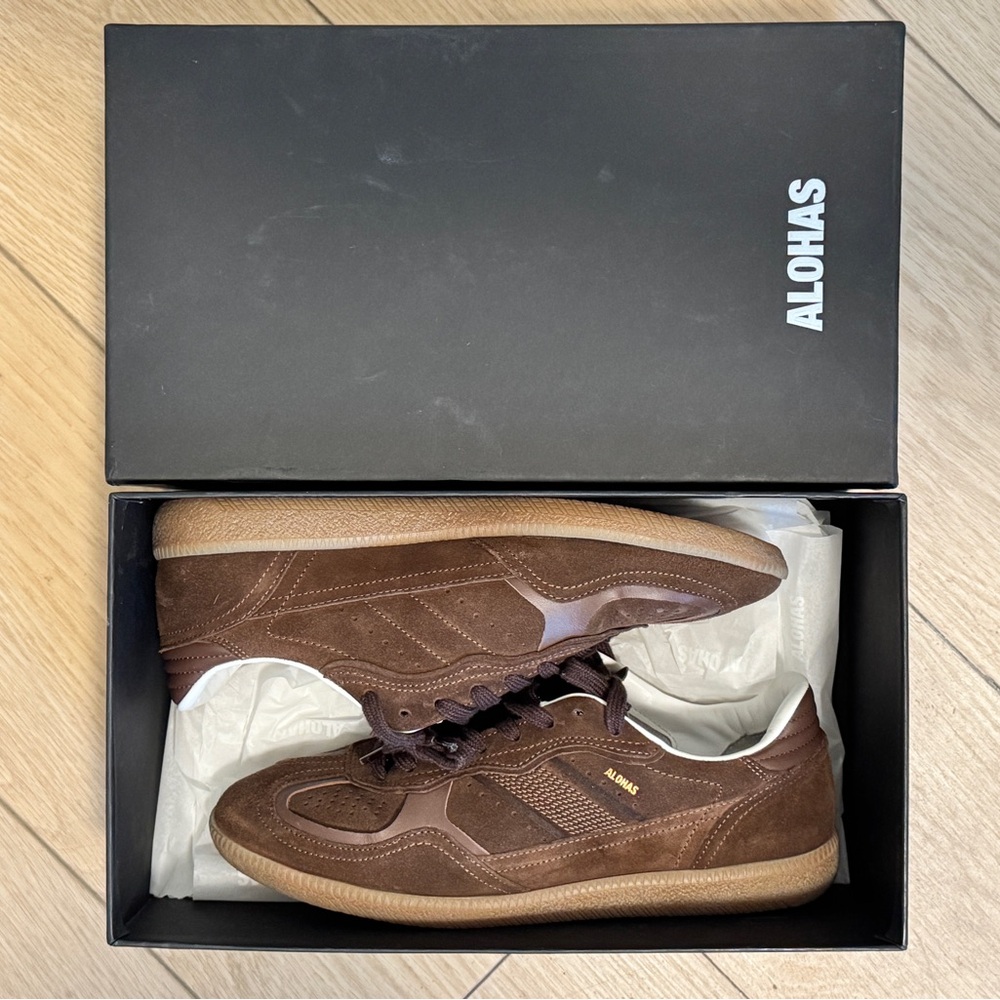 Alohas Rife Chocolate Brown Suede Leather Sneakers - Picture 2 of 6